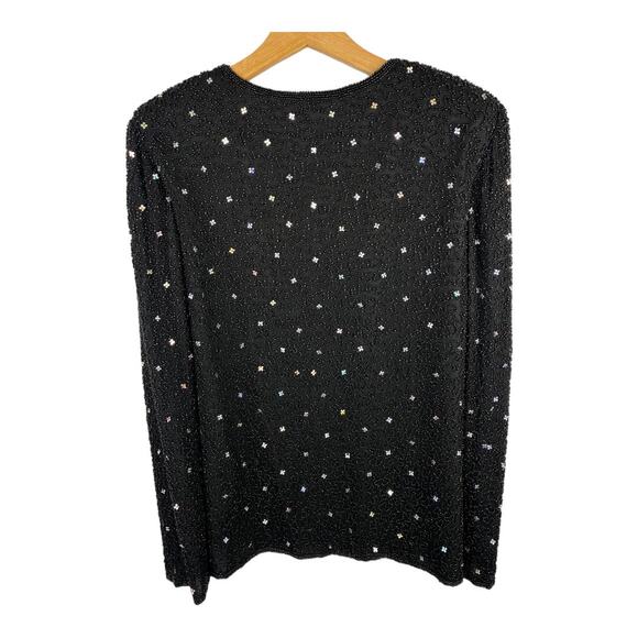 Mark & John Gopal Vintage Womens size L 100% Silk Beaded Open Cardigan Jacket - Picture 2 of 9